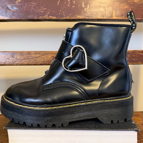 Dr. Martens Lazy Oaf Heart Buckle Platform Boots - Picture 2 of 15